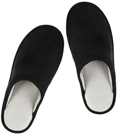 riemot Hausschuhe Herren, Frottee Slipper, Bequem Leicht Pantoffeln Weiche Rutschfeste Indoor & Outdoor, Schwarz 42/43EU