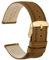 WOCCI 20mm Uhrenarmband für Herren und Damen, Echtes Leder - Top Genarbtes Leder, Schnellverschluss, Goldene Schnalle (Kamel)