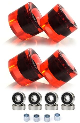 Lot de 4 roues de skateboard, en acier PU 78A, kit complet de roues de skateboard 60 × 45 mm, 78A, roues de longboard ABEC-9 (rouge B)