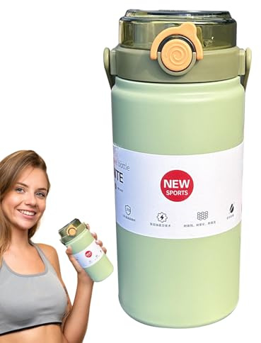 Kustimantu Isolierflasche, Sport-Thermoskanne, auslaufsicher, für Angeln, Wandern, Sport, Fitnessstudio, Büro, Reisen drinnen und draußen