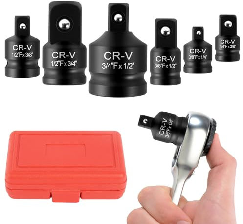 Adattatore per bussola, 6 pezzi, set di adattatori per bussola, 3/4 su 1/2,3/8 su 1/2,3/8 su 1/4, adattatore per chiavi a bussola