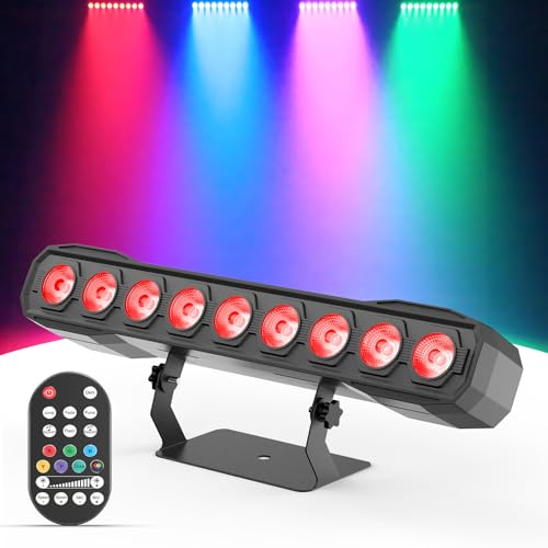 Wallwasher Éclairage de Scène 60W, 9 LED RGBW Projecteur à Effet avec Télécommande DMX512 Lumière de Fête Barre Stroboscope Commande vocale pour Bar DJ Disco Mariage Extérieur