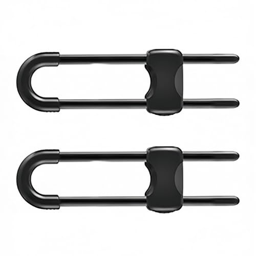 SHINROAD U-shaped Cabinet Lock 2 Pcs Sliding Locks Baby Proofing Adjustable Safety Latches Easy Install Reusable Security for Drawers Fridge Black 2pcs