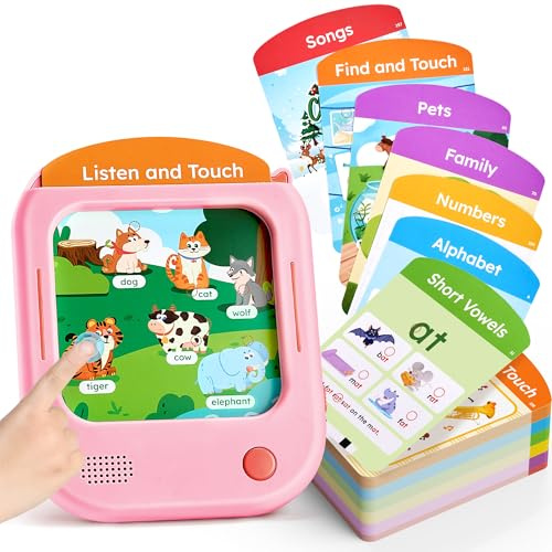 JoyCat Tablet Educativo per Bambini, 156 Pagine Carte Parlanti con oltre 600 Parole, Gioco Montessori per Imparare l’Inglese, Alfabeto, Fonemi, Numeri, Colori e Forme, Giochi Bambini 2 3 4 5 6 Anni