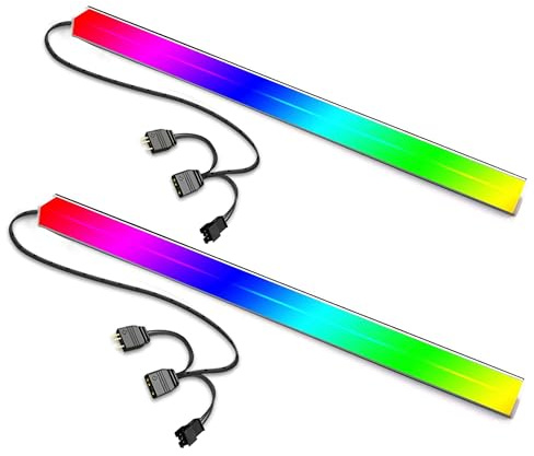 YSRSAI 30cm 3PIN ARGB 38leds RGB Addressable Strip Magnetisch, RGB Kabel PC Beleuchtung, Gaming LED Beleuchtung für Gaming Computer Gehäuse, Aura Sync Kompatibel 2PCS