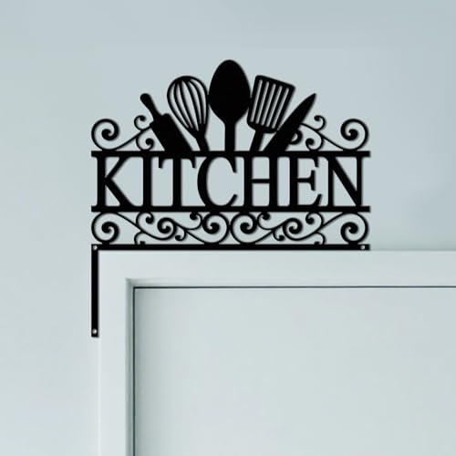 CUTHOLLOW Küche Türrahmen Deko Metall Wanddeko | 25x25cm Türrahmen Schild, Tür Deko, Wanddeko Tür, Hängende Fensterdeko, Metall Dekoschild für Zuhause & Büro