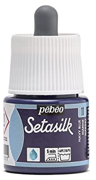 PEBEO Setasilk Navy Blue 45 ml Bottle - Silk paint - 45 ml Pipette cap bottle - Navy Blue