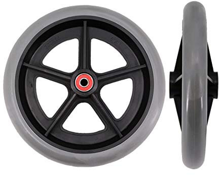 SUNDELY® Rubber Wheel for Wheelchair Scooter Cart Walker Rollator Wheelbarrow Castor Roller Replacement 20cm (8 inch) Grey Non Marking Solid Tyre (2 Pcs Set)