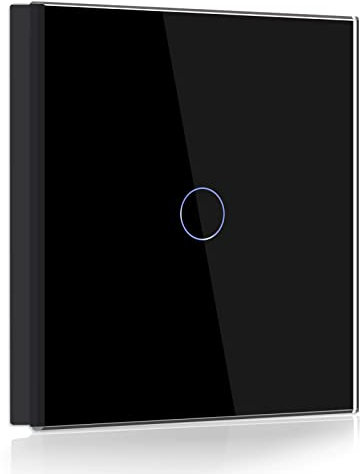 BSEED Touch Light Switch 1 Gang 1 Way, Tempered Glass Panel Light Switches with LED Indicator, White Touch Sensitive Light Switch-No Neutral Wire