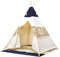 Bino Spielzelt TeePee, Zelt Kinderzimmer (Kinder Tipi Zelt, Spielhaus für Kinder ab 3 Jahre, Drinnen & Draußen geeignet, bedruckt mit Indianer Motiven, Größe 120x120x150 cm), blau-beige