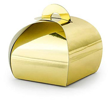 partydeco 10 kleine Geschenkboxen aus Papier in metallic Gold, zum Zusammenstecken