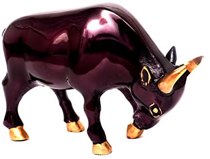 Brillibrum Design Stier Figur Bulle Stier Metall Skulptur Handmade Dekofigur Börse Banker Trader Aktien Büffel Bison Silber Braun Gold (Stier - Bronze/Lila)