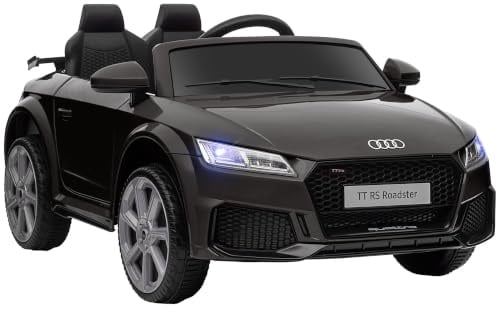 HOMCOM Coche Eléctrico para Niños 3+ Audi TT RS 12V 102x60x44 cm Negro | 2 Motores, Velocidad 3 km/h, Mando a Distancia, Música MP3 USB, Bocina, Luces, Doble Apertura de Puerta