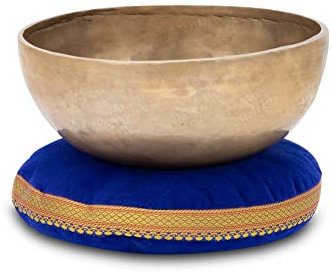 XDrum Omshanti Klangschale 22 cm Set - Gewicht: 1500g - handgemacht in Indien - ideal für Meditations- und Therapiezwecke - inklusive passendem Kissen
