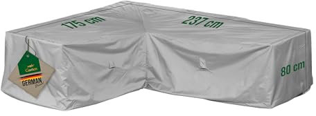 Mehr Garten Abdeckung Gartenmöbel Loungegruppe L-Form, kurze Seite links, 237x175x80 cm, grau, Oxford 600D Gewebe, Abdeckplane Gartenmöbel wasserdicht, UV-beständig und wetterfest