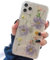 Tybiky Compatible with iPhone 12 Mini Case, Dried Flowers Shiny Bling Glitter Mobile Phone Case for iPhone 12 Mini Case Soft Clear Bumper Back Case Cover 3 Purple 1 White