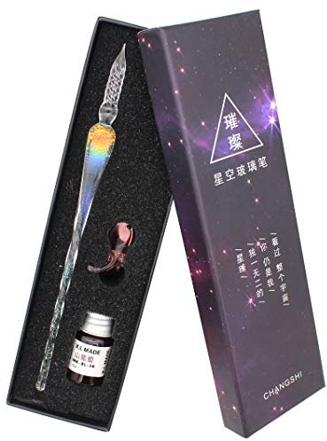 Gullor Glas-Stift, Regenbogen-Kristall-Stift mit farbiger Kalligraphie-Tinte, Stil C
