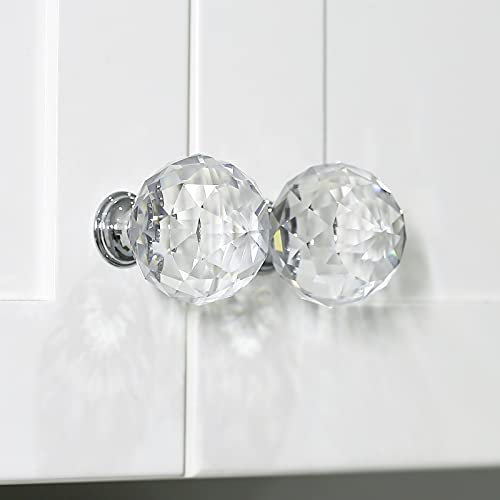FURNIWARE 12 Stück Kristall Schublade knöpfe, 40mm Zinklegierung Kristallglas Moebelknauf Griff Garderobe Ziehgriffe Möbelgriff Modern Schubladenknopf Griffe für Schränke Transparent