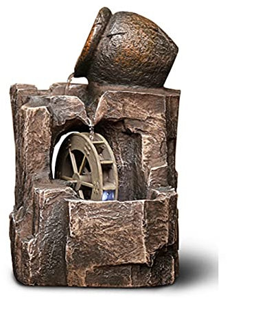 Fontaine d'intérieur cascade Résine Tabletop Fontaine Fontaine Creative Home Fontaine Lucky Flow Humidificateur d'eau Décoration Ornements de décoration de bureau à domicile d'intérieur Fontaine Zen d