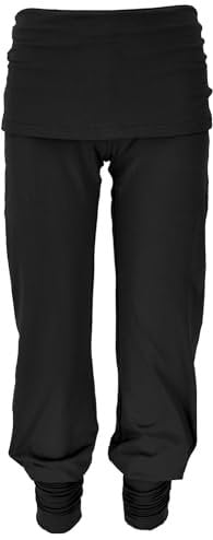 GURU SHOP Yoga-Hose mit Minirock in Bio-Qualität - Schwarz, Damen, Baumwolle, Size:S
