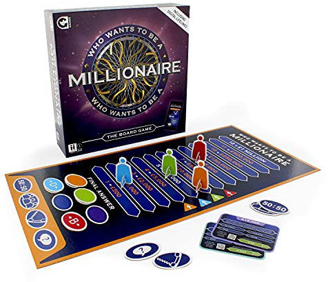 Ginger Fox Brettspiel: Wer Wird Millionär? - Klassiker mit Geldleiter und Bonus digitaler Lebenslinie - Für 2+ Spieler, ab 14 Jahren