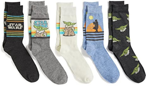 Star Wars Herren The Mandalorian 5 Pack Crew Lässige Socken, Grau Sortiert, 43-47 EU