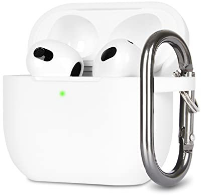 KOKOKA Silikon Hülle Kompatibel mit AirPods 3 Case und Schutzhülle für AirPods 3rd Generation 2021, Stoßfeste Weiche Dünne Case für Airpods 3 Mit Karabiner, Front-LED Sichtbar, Transparent