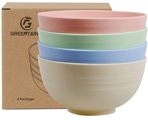 Greentainer 24 OZ Schüssel Müslischalen/Salatschalen 4er Set 710ml | Obstschale, Suppenschüssel für Kinder und Erwachesene | Leicht & Bruchsicher | Spülmaschinen- Mikrowellentauglich