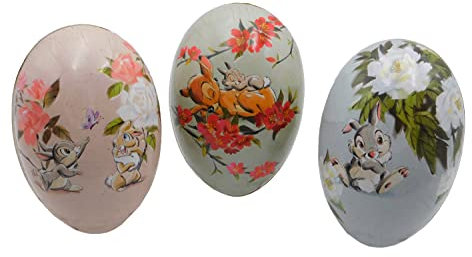 Nestler 3er Set Ostereier zum Befüllen, Motiv: Disney Frühlingslieblinge, Handgemachte Eier aus Pappe - Liebevolles Ostergeschenk (15 cm)