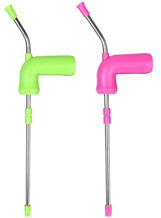 Beer Snorkel, Beer Dispenser, 2 Pieces Beer Bong, Bottle Snorkel with Valve Kink, Portable Beer Funnel for Beer Drinking Games, Entertainment Party (Pink+Green)
