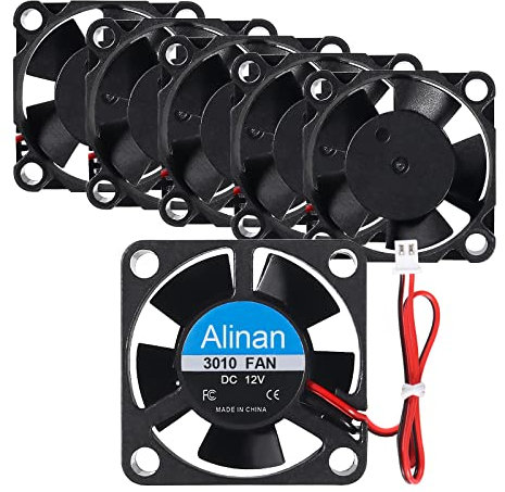 Alinan 6 ventiladores 3010 de 12 V de 30 x 30 x 10 mm, 2 pines, sin escobillas, ventilador de refrigeración CC para impresora 3D, carcasa de PC, router, TV Box y pequeños dispositivos electrónicos