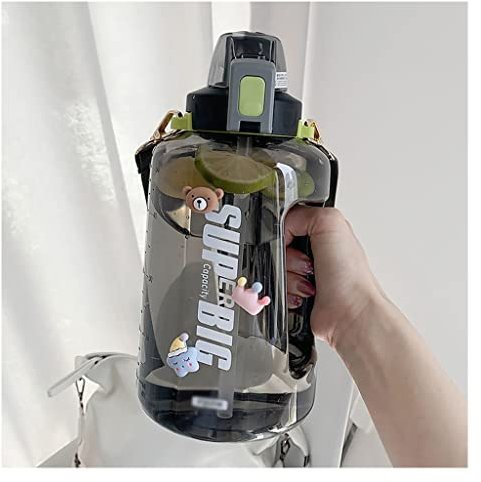 Botella de Agua 1,5 litros Deportes Botella de Agua con Gran Capacidad de Paja Taza de Agua a Prueba de Fugas for Hombres y Mujeres Viaje al Aire Libre Copa de plástico Botella Agua