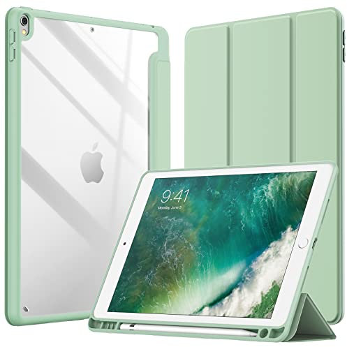 JETech Case for iPad Air 3 (10.5-Inch 2019, 3rd Generation) and iPad Pro 10.5-Inch with Pencil Holder, Clear Transparent Back Shell Slim Stand Shockproof Tablet Cover (Matcha Green)