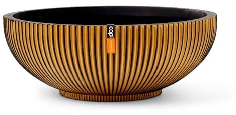 Capi Europe - Schale Groove Black & Gold - 40x15 - Gold - Öffnung Ø36 - Blumentopf für drinnen - BGVGB037