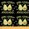 Avocado Polsterstoff für Stühle Kawaii Karikatur Avocado Draussen Stoff von The Yard Süß Obst Dekostoff für Polster und Heimwerkerprojekte Grün Schwarz 920x150cm