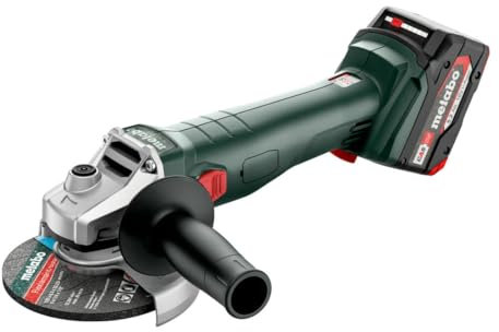metabo Akku-Winkelschleifer W 18 L 9-125 Quick - 18 V, 125 mm Trennschleifer mit Schnellspannmutter, elektronische Sicherheitsabschaltung - Inkl. 2 LiPOWER Akkupacks 5.2 Ah, Ladegerät und metaBOX