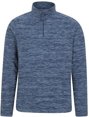 Mountain Warehouse Snowdon Mens Micro Fleece Top - Warm, Breathable, Quick Drying, Zip Collar Fleece Sweater, Soft & Smooth Pullover - For Spring Summer, Travelling, Walking Navy 3XL