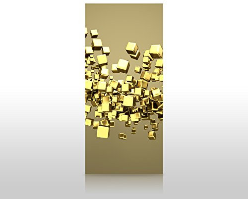 wandmotiv24 Duschrückwand Golden Cubes Hintergrund 90 x 200cm (B x H) - Aluminium 3mm M0765