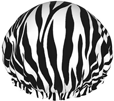 Zebra Print Print Shower Cap For Women Reusable Double-Layer Fabric Shower Caps Girls Hair Caps