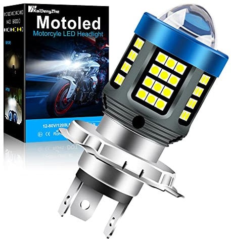 KaiDengZhe H4 LED Bombilla para faros delanteros de motocicleta, 2022 Nueva actualización HB2 9003 LED Bombillas de motocicleta con proyector HD, 25W 12V-80V Moto Haz Alto y Bajo Blanco