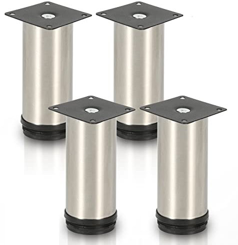 Gimisgu Edelstahl Möbelfüße 4er Set,Runde Möbelfuß Sockelfuß,Höhe 180mm,Höhenverstellbar:15mm,Belastbar bis 250 Kg,Geeignet für Sofa, Bett, Nachttisch, Schrank