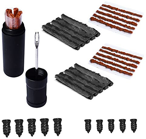 Lotatheta Bike Tubeless Tire Repair Kit Plugger Plugs Tool Fix Flat Puncture MTB Road Mountain Bicycle+10 Pcs Vacuum Tyre Nail Rubber Self-Tapping Screw+25 Strips (10 x1.5 mm+5 x 2.5 mm+10 x 3.5 mm)