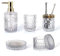 LaMarriti 5Pcs Glass Bathroom Accessories Complete Set, Lotion Dispenser, Soap Dish, Toothbrush Holder, Tumbler, Cotton Swab Jars, Modern Bathroom Decor and Gift Set, Crystal Clear