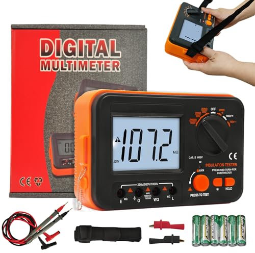 Megohmetro, Tester di Resistenza di Isolamento, WapoRich Digitale 2000MΩ Ohm Meter Prova DC 250V/500V/1000V e AC 750V