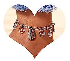 Inilbran Boho Schildkröte Shell Knöchel Armband Vintage Strand Kauri Knöchel Armband Silber Schildkröte Baumeln Knöchel Kette Armband Shell Kauri Büroklammer Fuß Kette Schmuck Für Frauen Und Mädchen