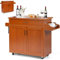 TANGZON Kitchen Island on Wheels, Rolling Storage Trolley with Large Cabinet, Drawer, Adjustable Shelf, Wood Worktop, Spice & Towel Rack, Utility Serving Cart for Dining Living Room (Reddish Brown)