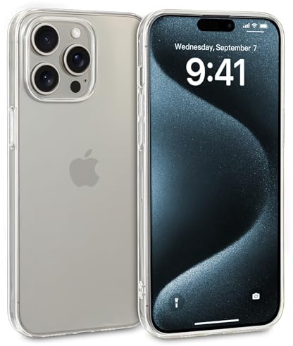 doupi PerfektFit Transparente Schutzhülle kompatibel mit iPhone 15 Pro (6,1 Zoll) - Dünn, Clear, Kabelloses Laden Unterstützend, Super Slim Protective Cover, transparent