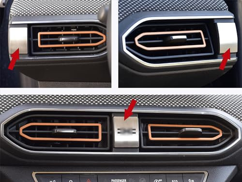 Stahlabdeckung für 2021+ Sandero/Sandero STEPWAY/Jogger | 3 Stück Edelstahl Kennzeichen Rahmen Metall gebürstet Innenraum Dekorationen Tuning Zubehör