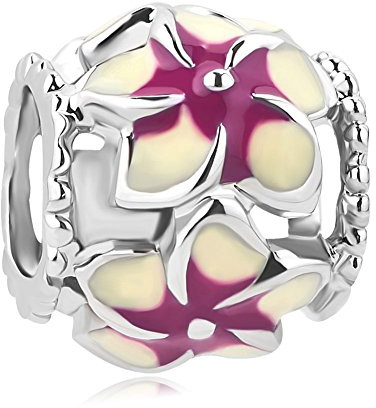 ZakiaHo Orchid Flower Charms for Bracelets Womens Birthday Charm Bead Compatible with Pandora Bracelets