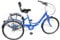 24 Zoll Dreirad für Erwachsene, 7-Gang Faltbares Fahrrad mit Rückenlehne und Einkaufskorb, Stahl mit hohem Kohlenstoffgehalt Material Einstellbare Höhe für Erwachsene, Senioren und Fahranfänger (Blau)